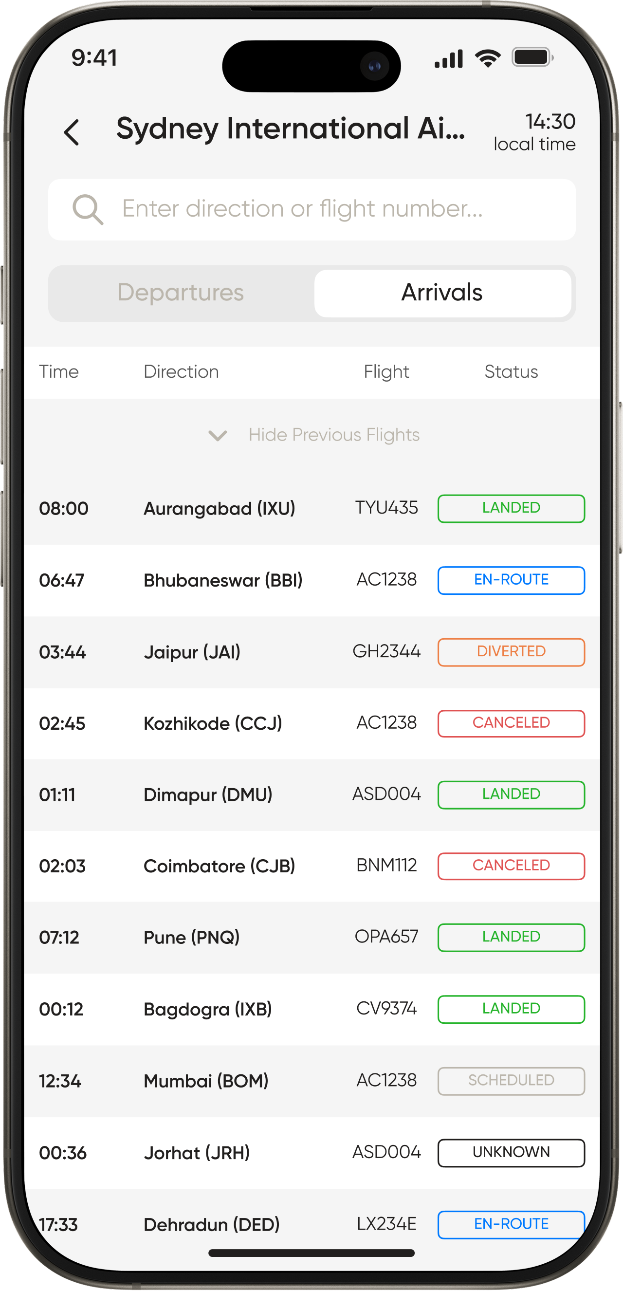 Flight Tracker app screenshot